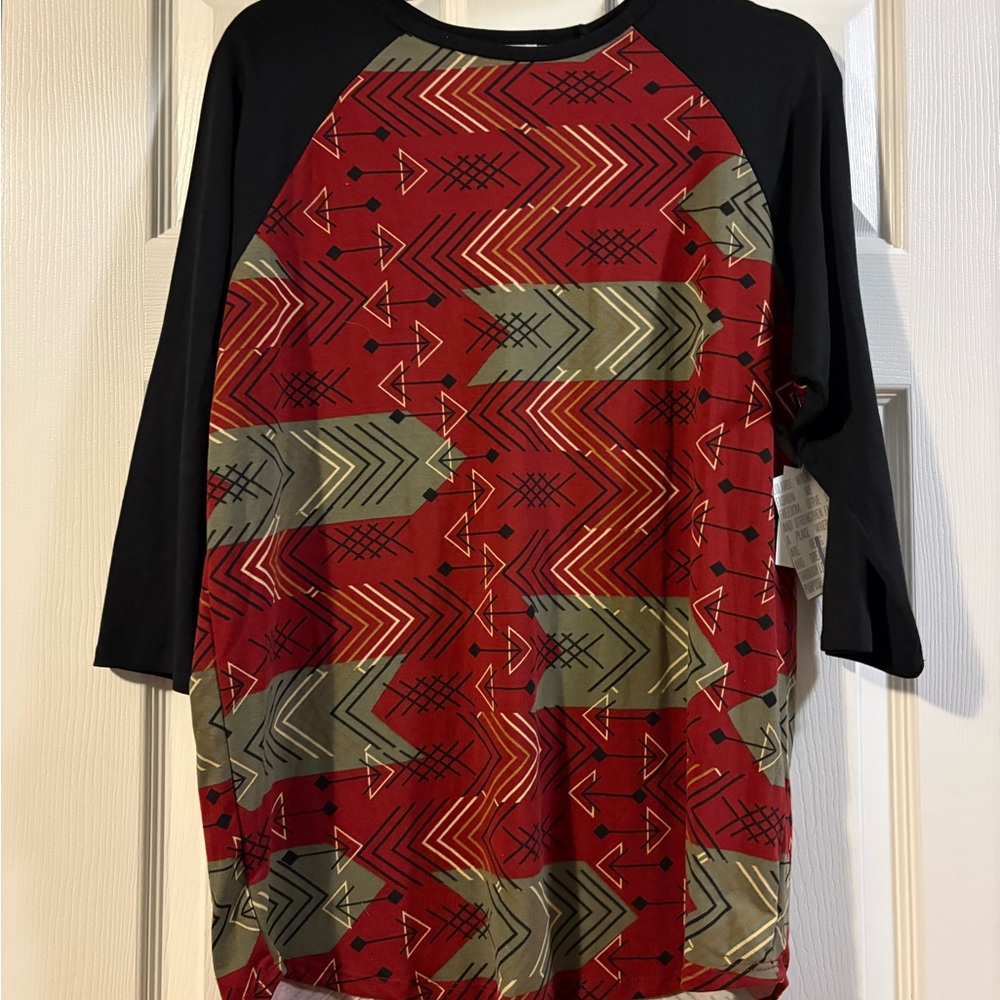 LuLaRoe Red and Black Long Sleeve Top